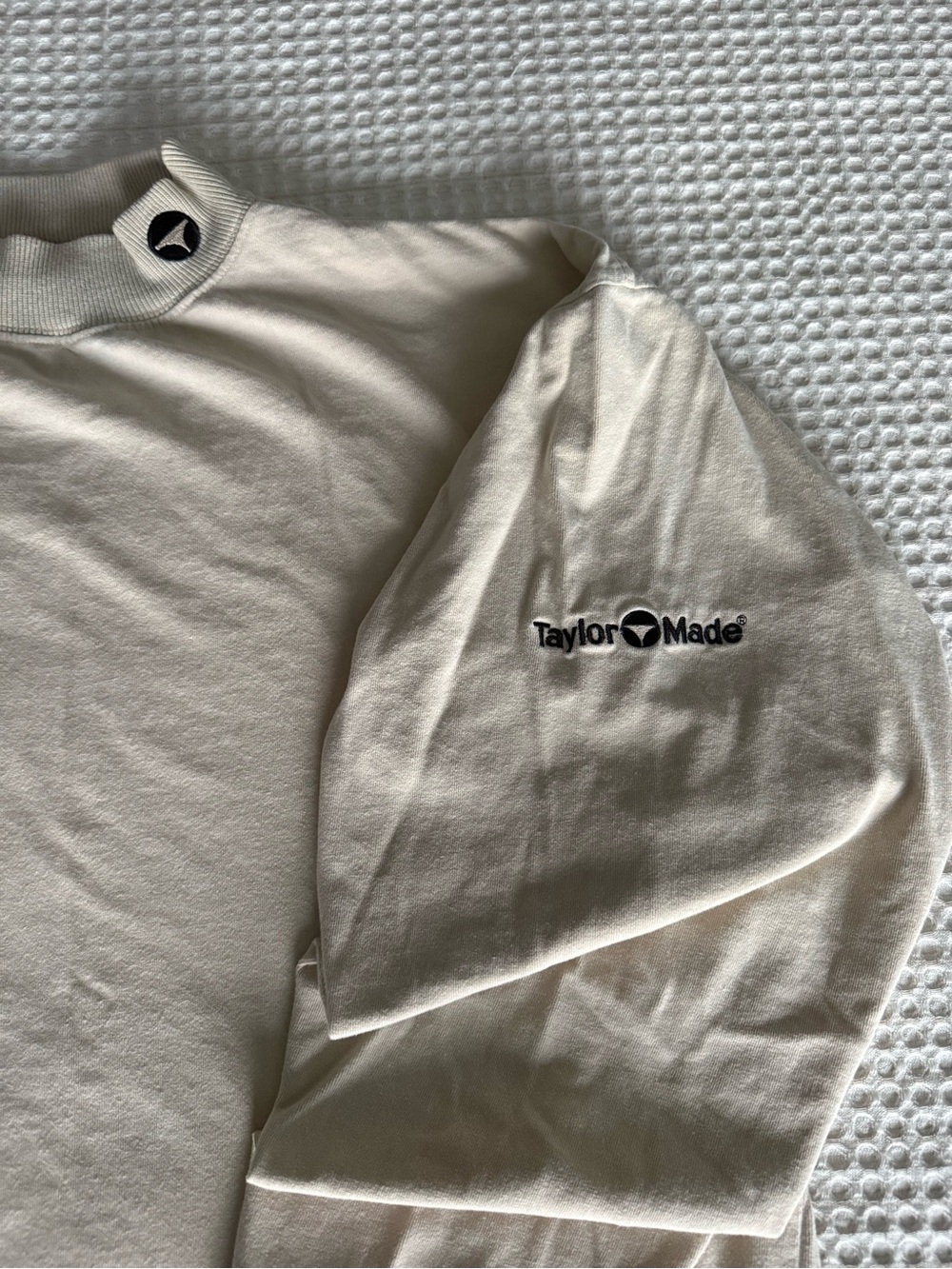 Vintage 90s TaylorMade Cream Mock Neck Long Sleeve Golf Top rare logo - Picture 3 of 7
